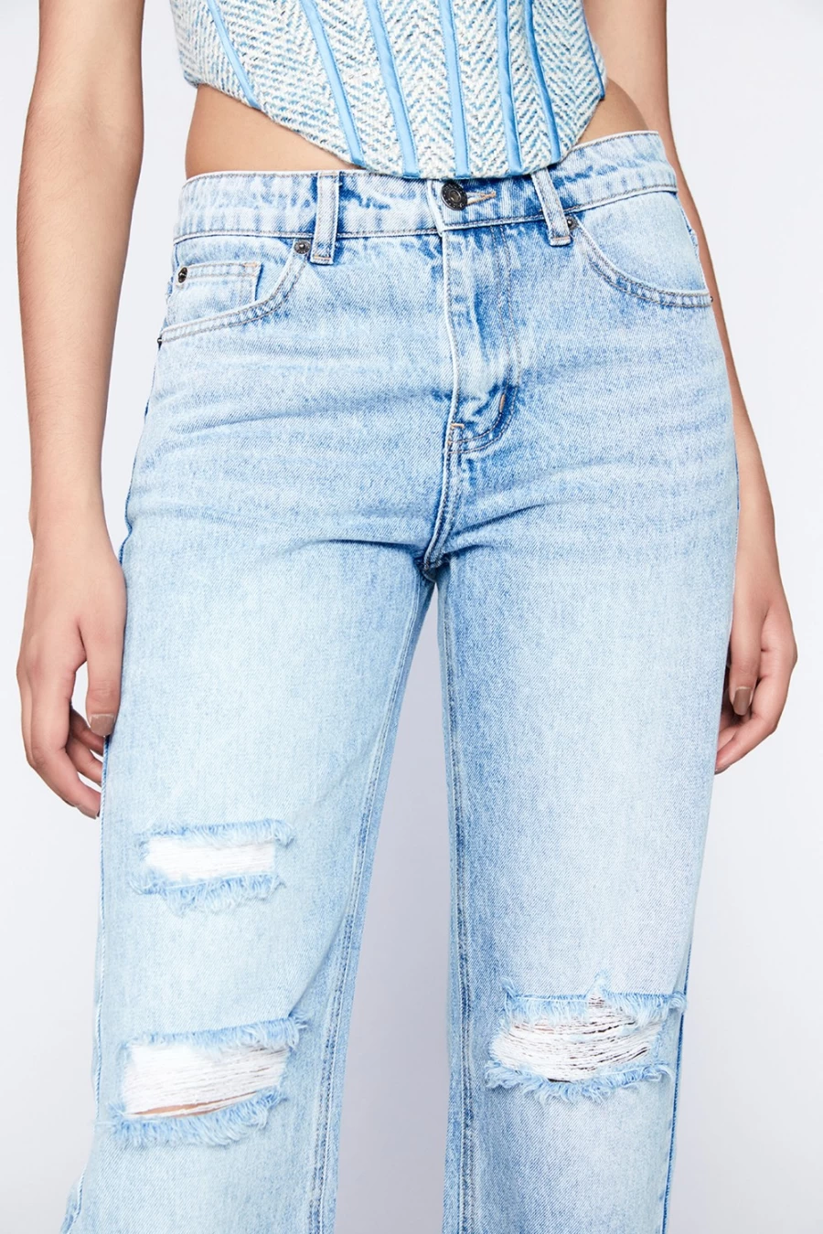 Bardot Women's Esther Indigo Mid Rise Straight Leg Jeans