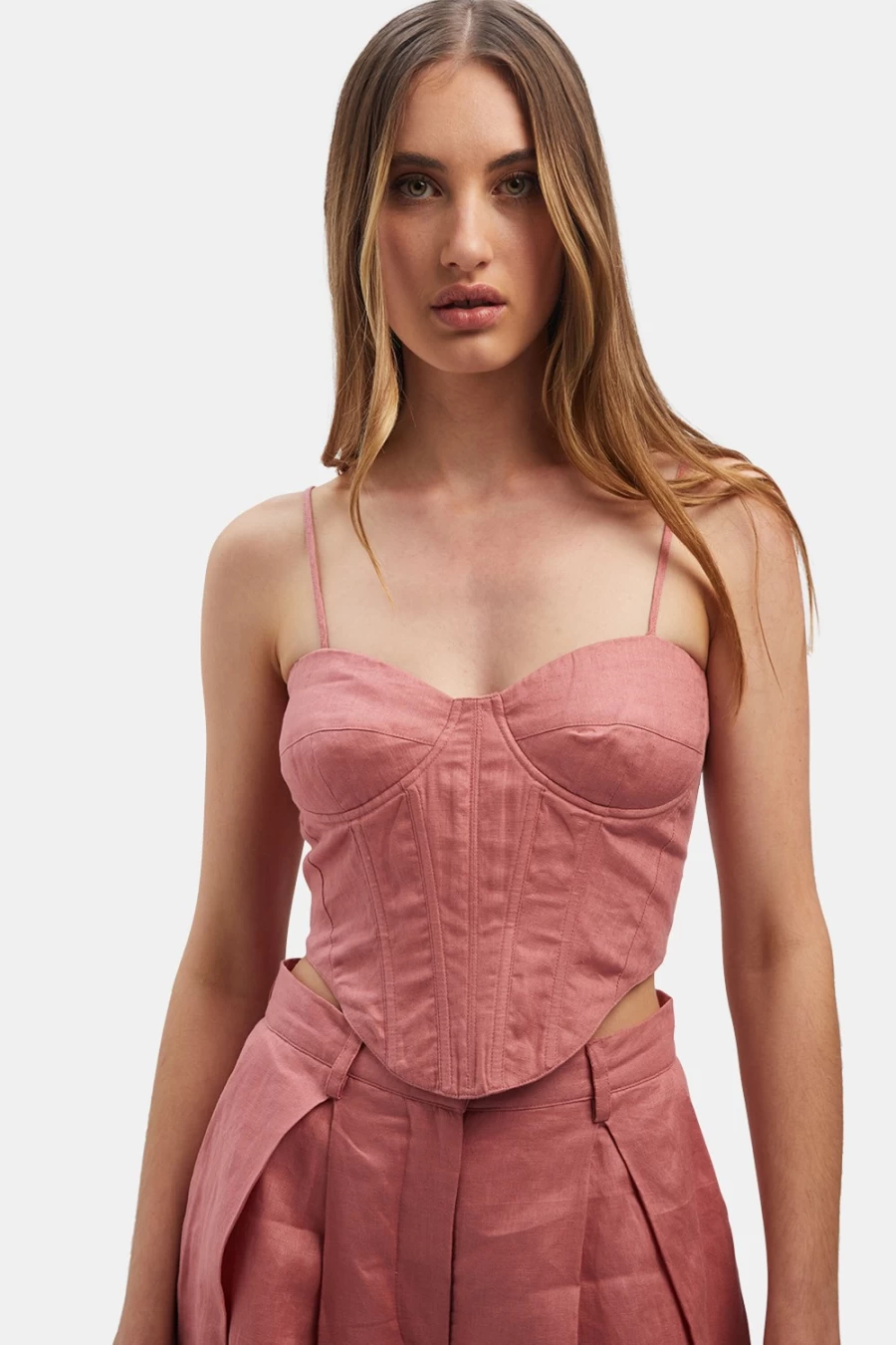 Bardot Women's Garcia Bustier Top in Blush Pink - Elegant Lace Corset Style Blouse