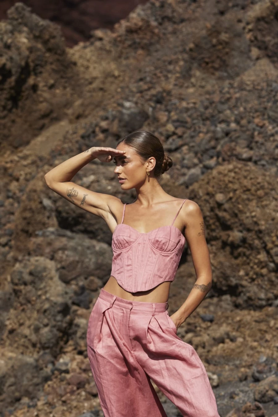 Bardot Women's Garcia Bustier Top in Blush Pink - Elegant Lace Corset Style Blouse