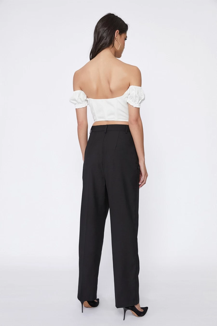 Bardot Women's Black Cross Front Pant - Stylish High Waist Trousers for Everyday Wear