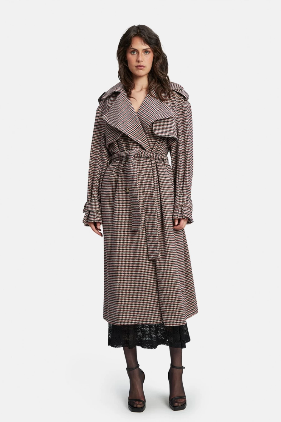 Bardot Women's Burg Check Oversized Trench Coat