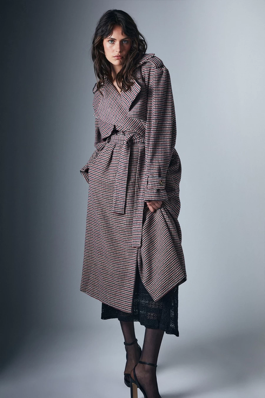 Bardot Women's Burg Check Oversized Trench Coat