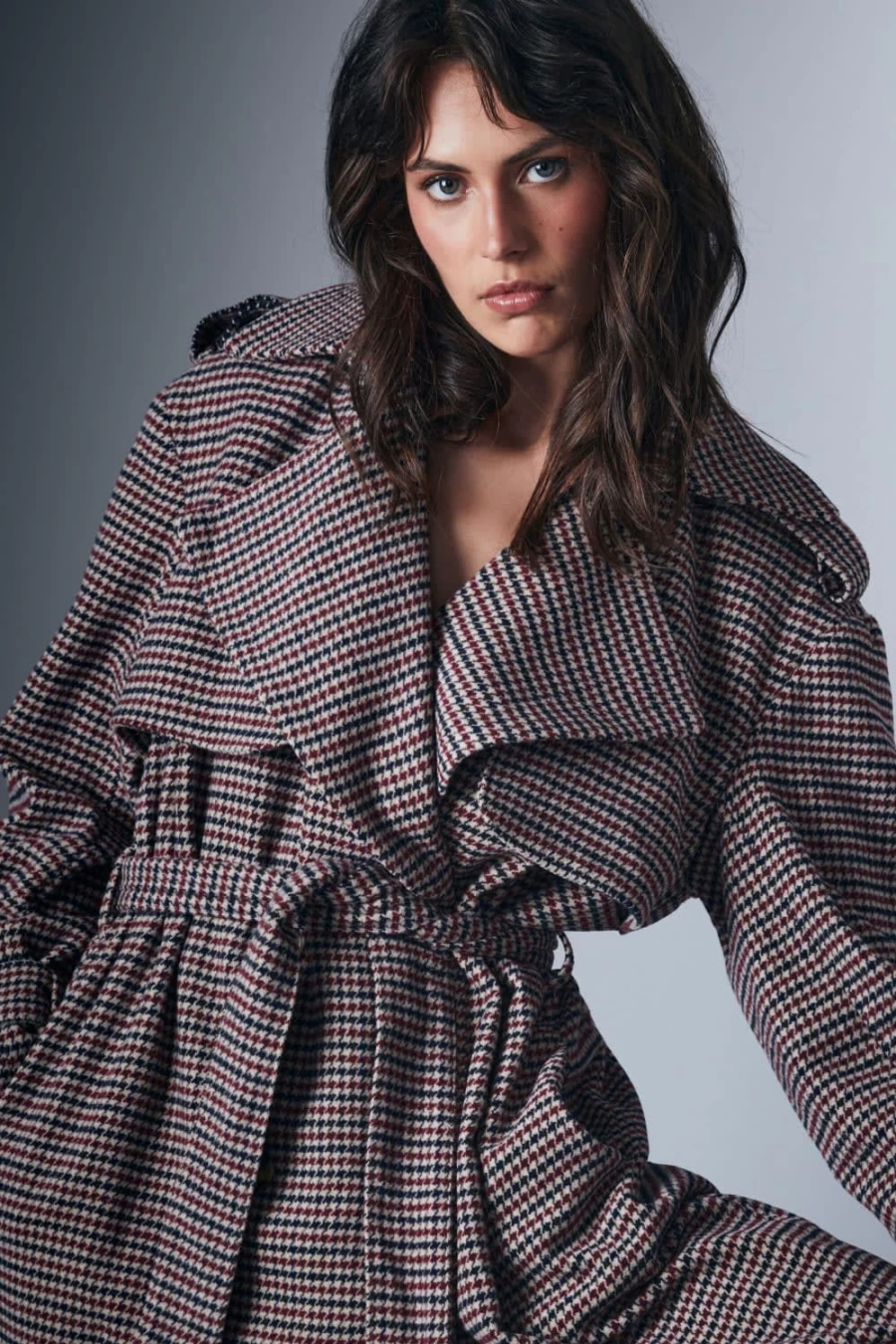 Bardot Women's Burg Check Oversized Trench Coat