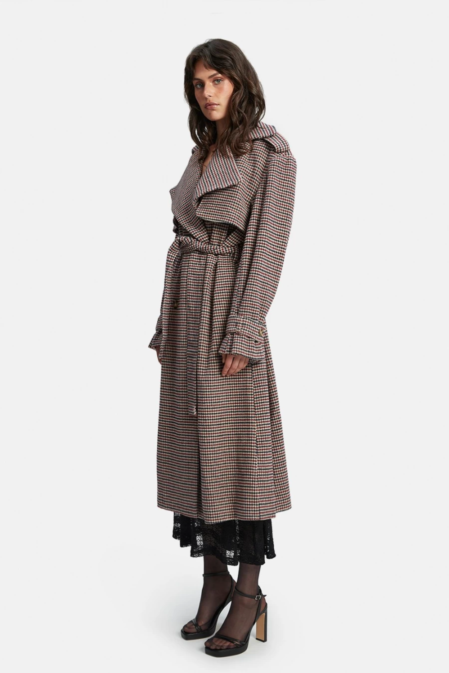 Bardot Women's Burg Check Oversized Trench Coat
