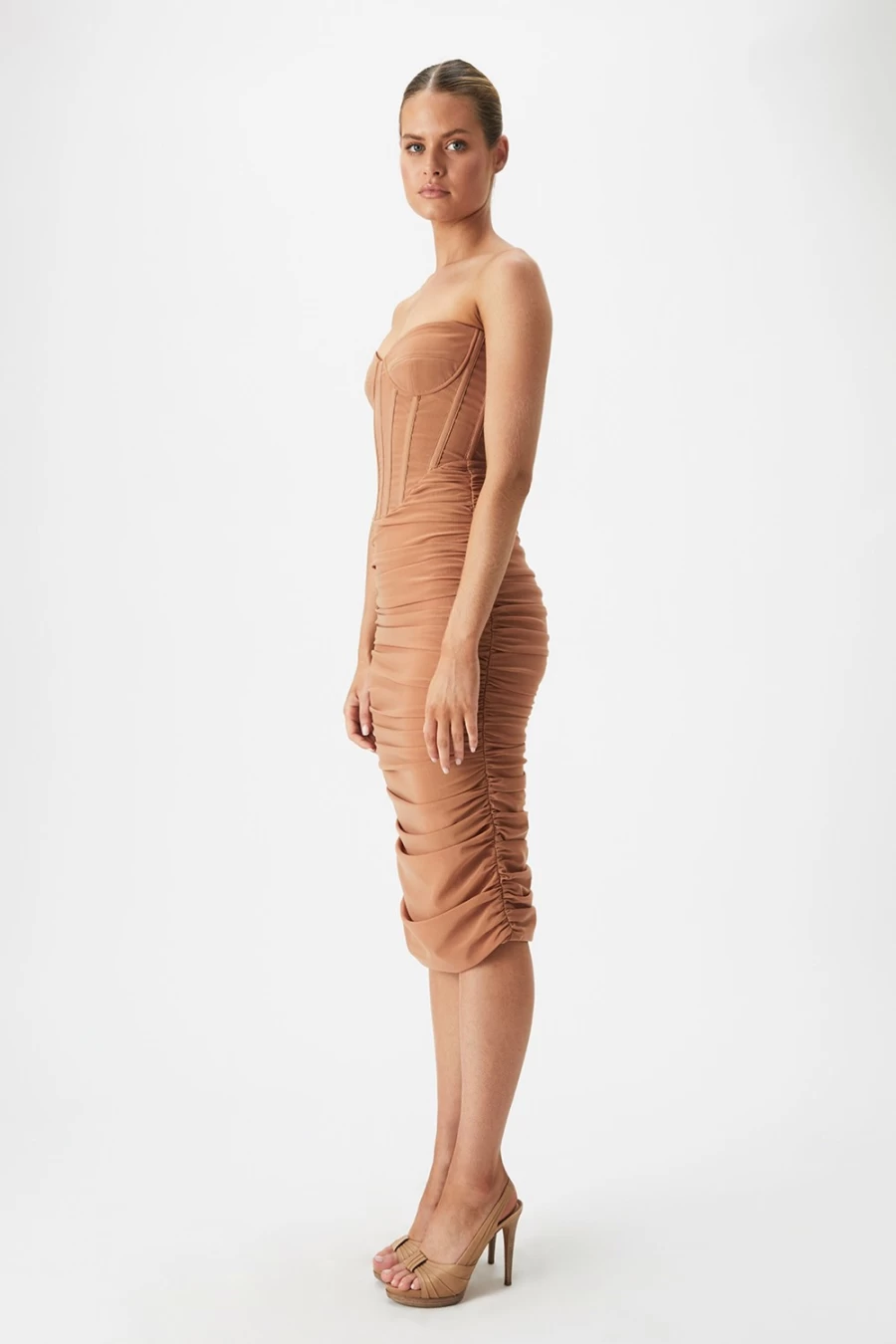 Bardot Women's Nude Lithium Mesh Midi Dress