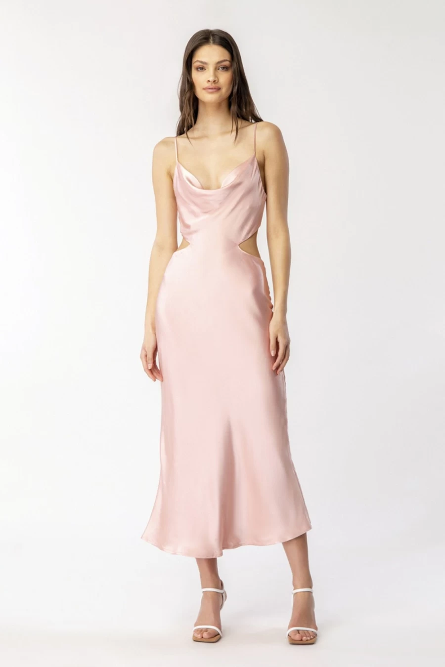 Bardot Women's Pink Rose Cut Out Slip Dress - Elegant Sleeveless Evening Gown