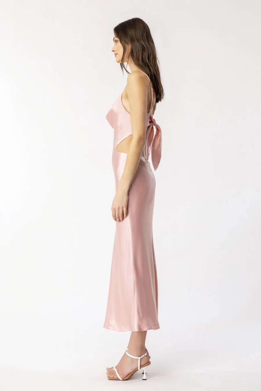 Bardot Women's Pink Rose Cut Out Slip Dress - Elegant Sleeveless Evening Gown