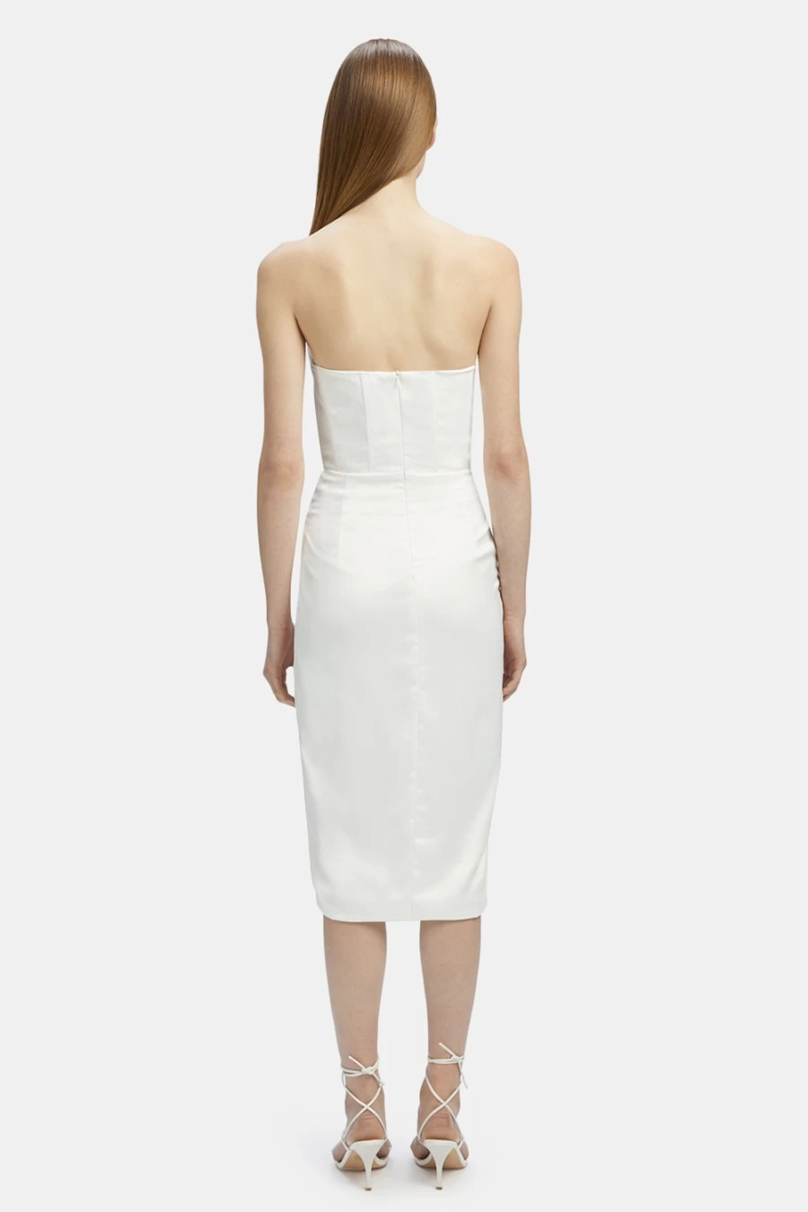 Bardot Women's Jamila Corset Dress in Orchid White - Elegant Fitted Evening Gown