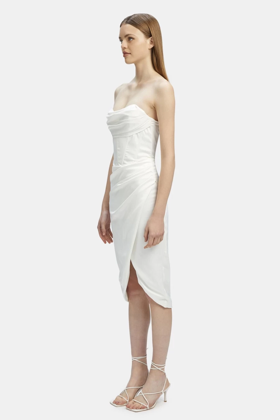 Bardot Women's Jamila Corset Dress in Orchid White - Elegant Fitted Evening Gown