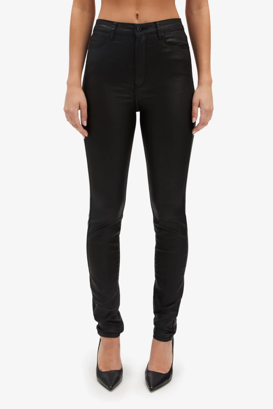 Bardot Women's Khloe Hi Tall Coated Black Jeans