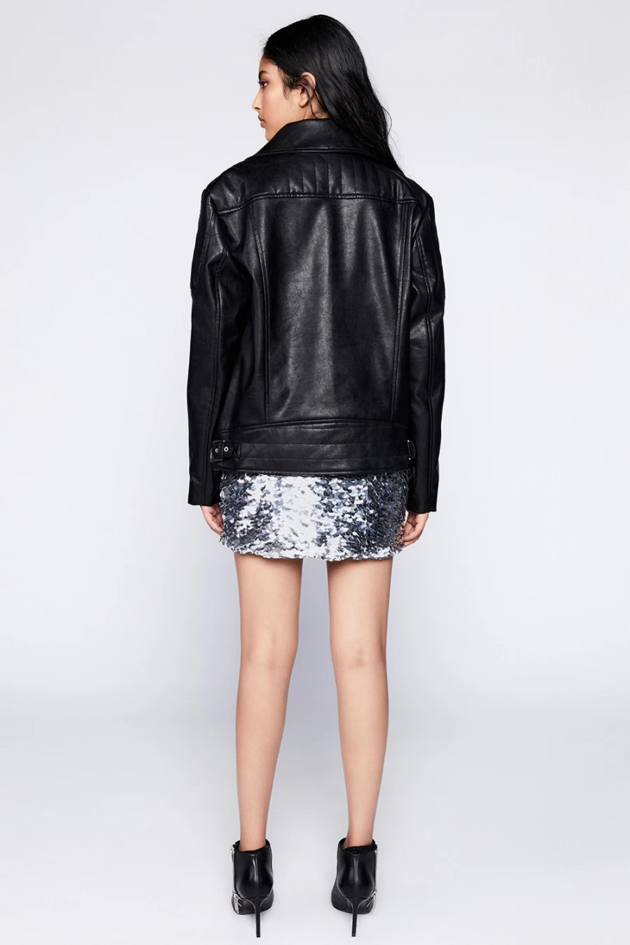 Bardot Women's Black Oversized Biker Jacket - Stylish Motorcycle Outerwear