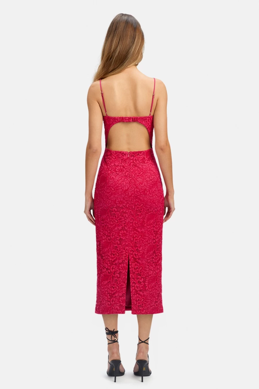 Bardot Women's Fuschia Ivanna Lace Midi Dress - Elegant Floral Design Formal Gown