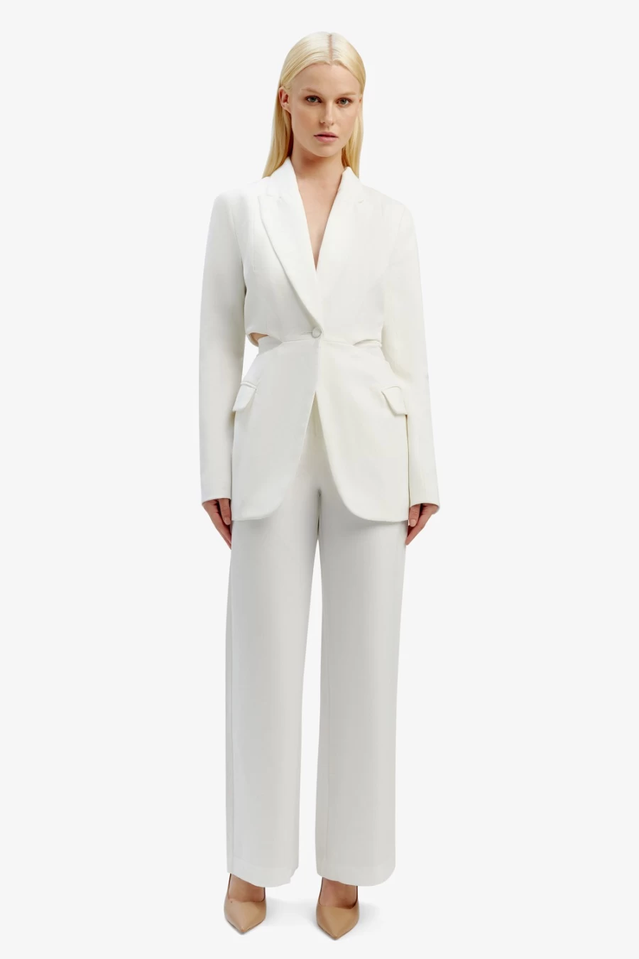 Bardot Women's Ivory Cassian Cut Out Blazer - Stylish Tailored Jacket for Women