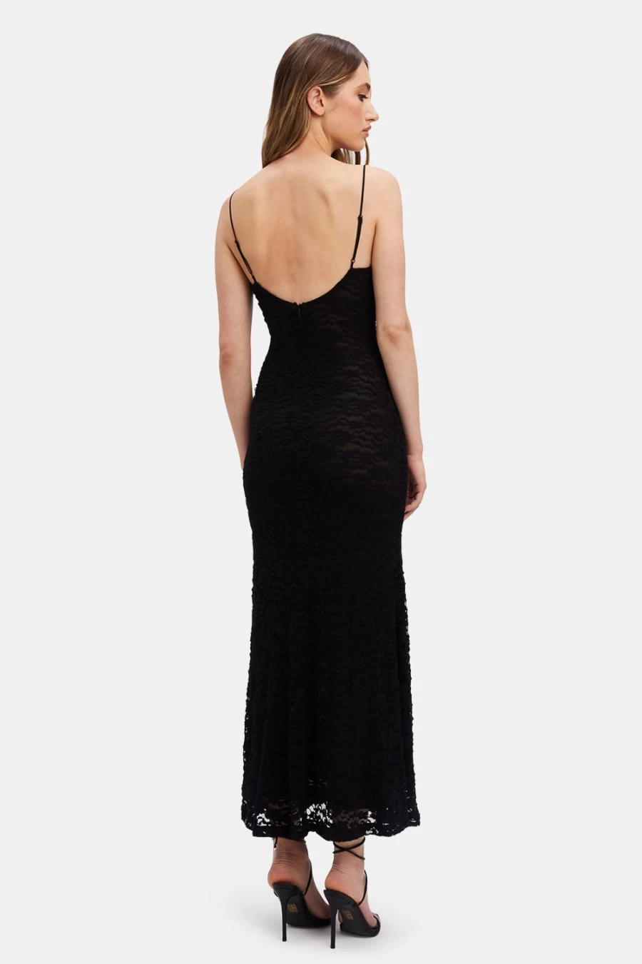Bardot Women's Black Yesenia Lace Midi Dress - Elegant Floral Design for Special Occasions