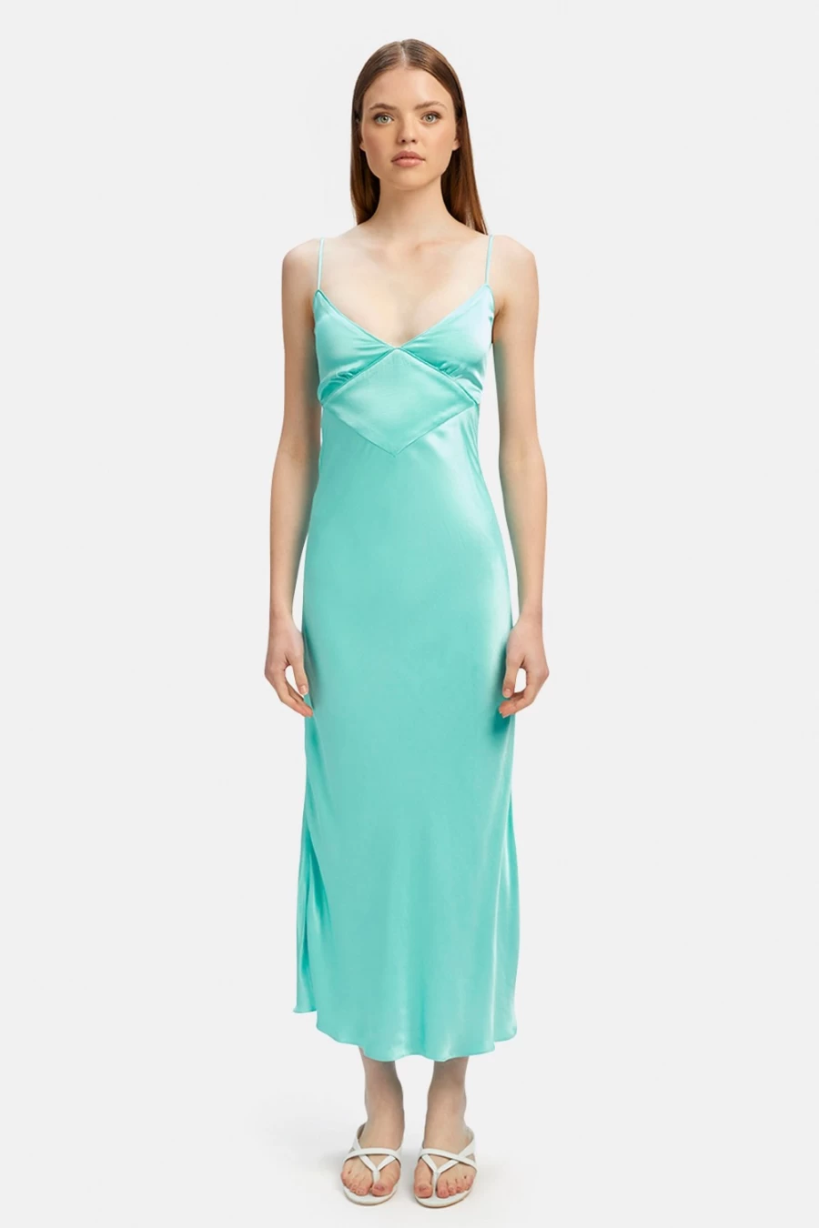 Bardot Women's Aqua Malinda Slip Dress - Elegant Sleeveless Midi Dress