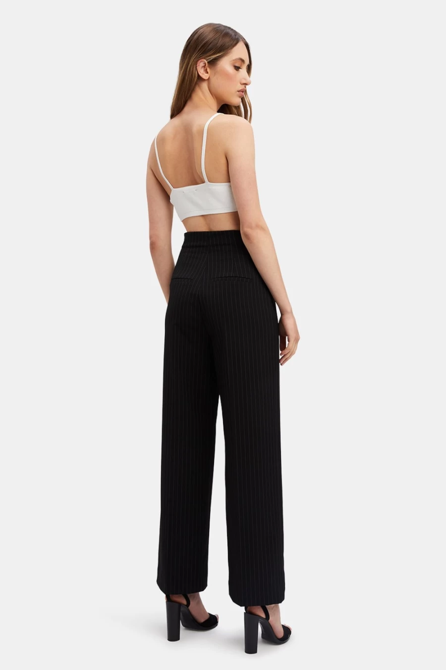 Bardot Women's Black & White Pin Stripe Wide Leg Pants