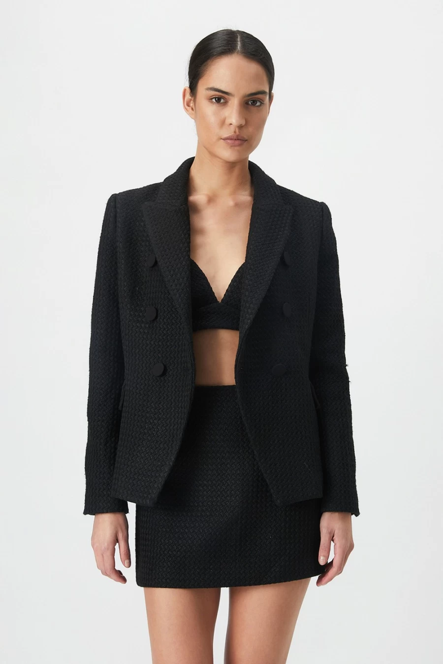 Bardot Women's Black Boucle Blazer - Classic Tailored Jacket for Office & Evening Wear