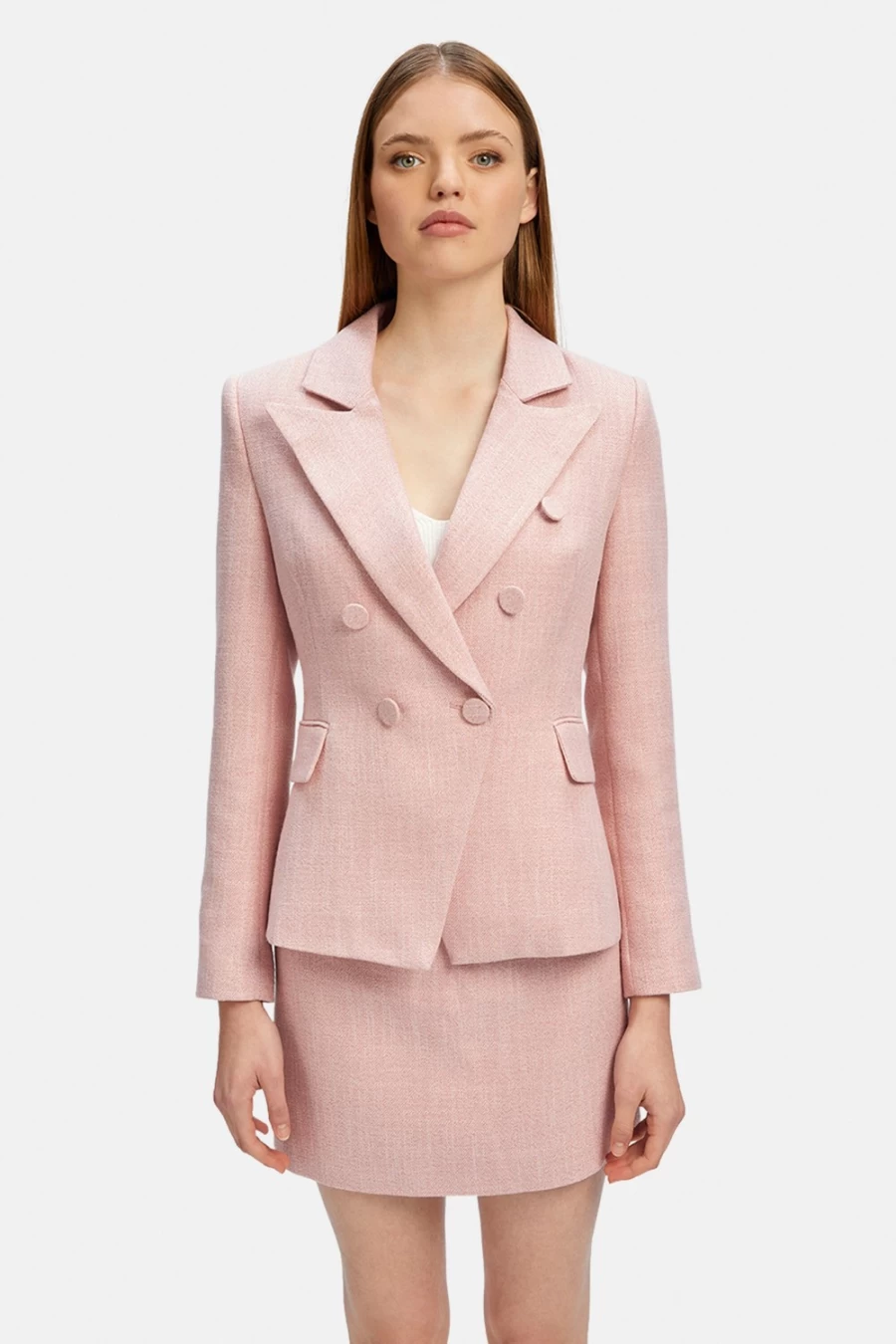 Bardot Women's Emilie Wrap Front Blazer in Pink Boucle - Stylish Wrap Jacket for Women