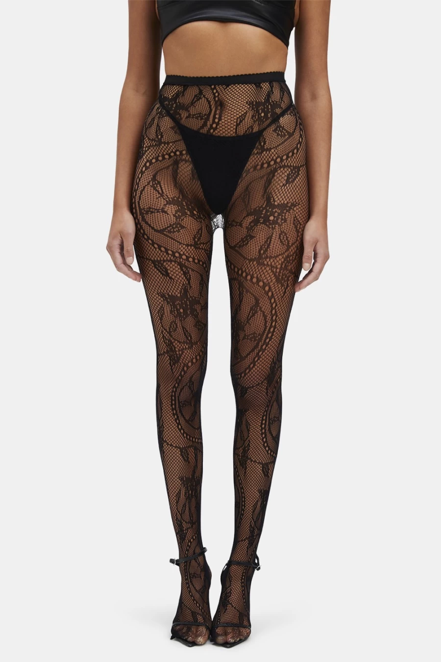 Bardot Women's Black Opaque Lace Tights - Elegant & Comfortable