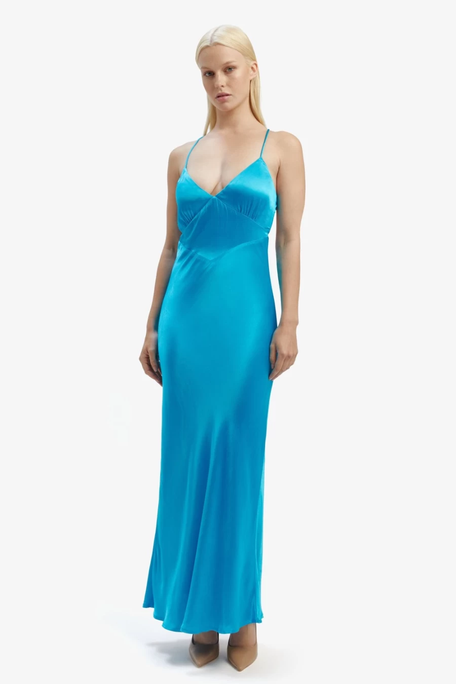 Bardot Women's Madelyn Midi Slip Dress in Marine - Elegant Navy Blue Evening Gown