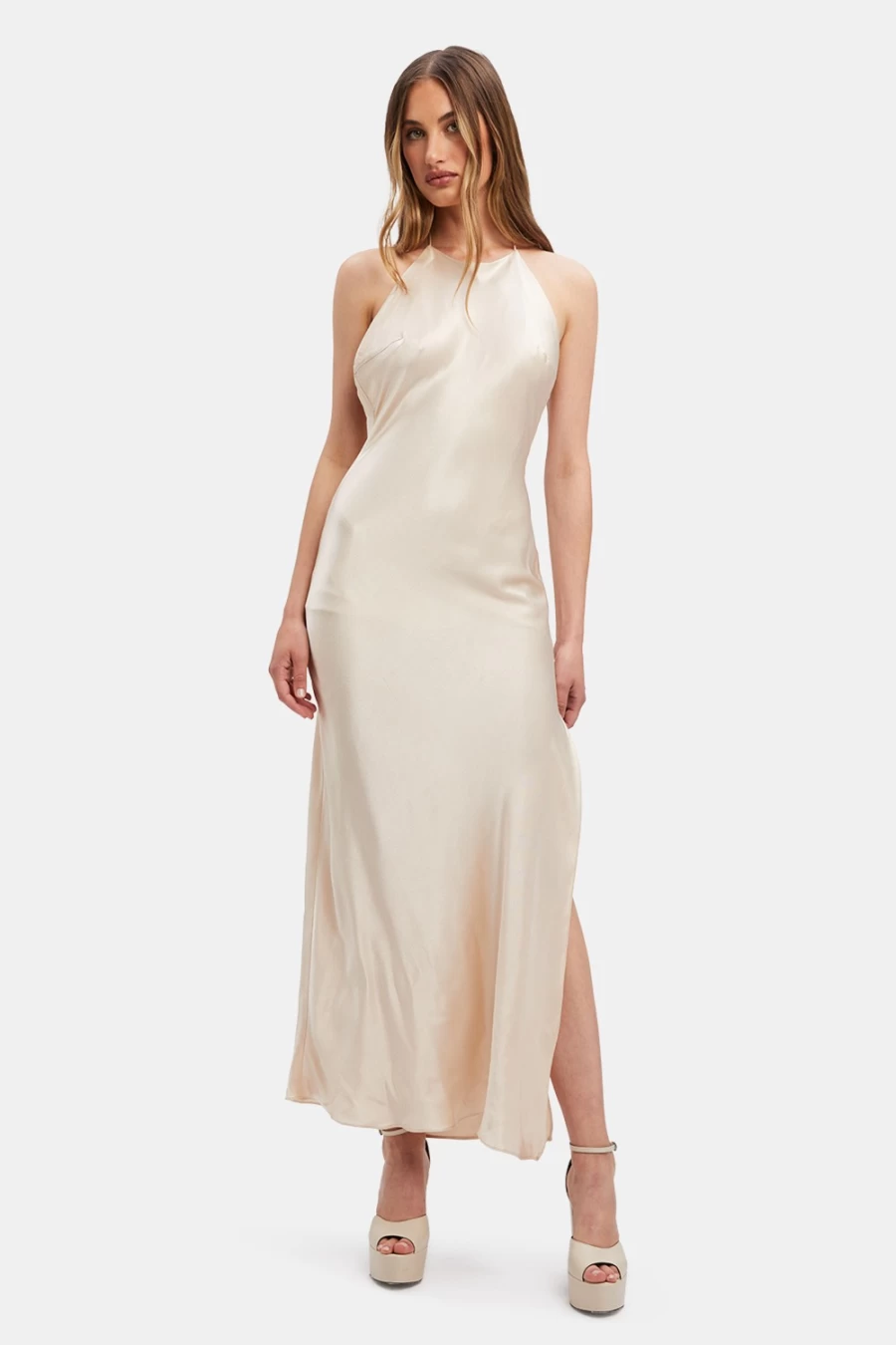 Bardot Women's Champagne Boston Slip Midi Dress