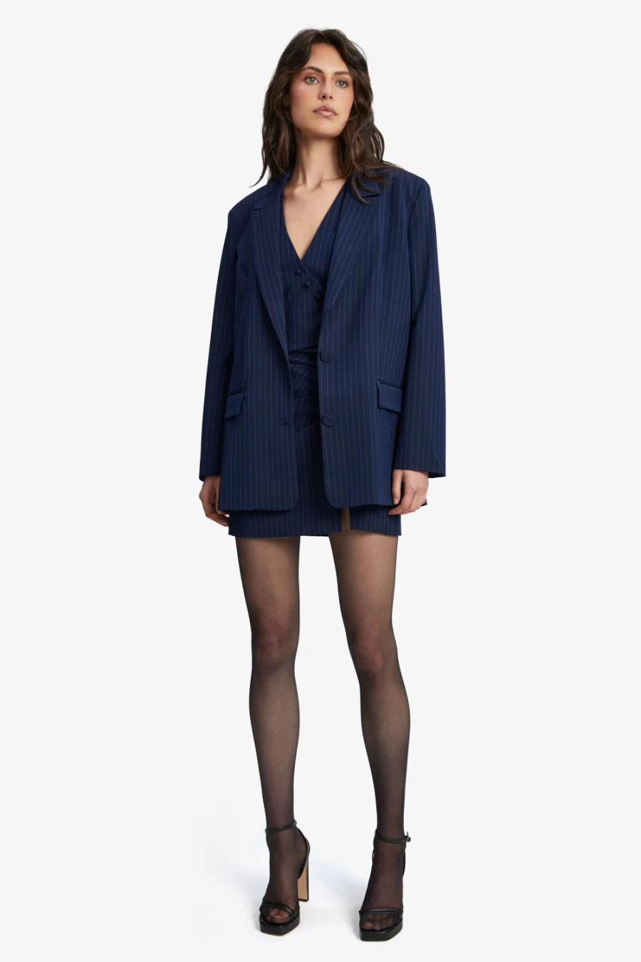 Bardot Women's Navy Striped Pin Stripe Blazer for Professional Style