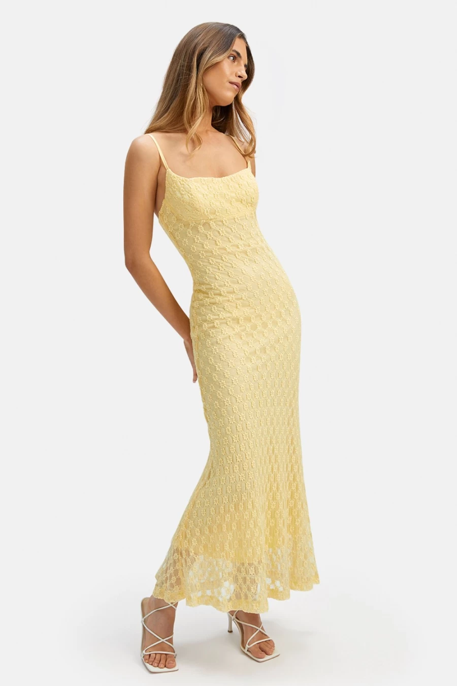 Bardot Women's Canary Yellow Mesh Midi Dress - Adoni Style
