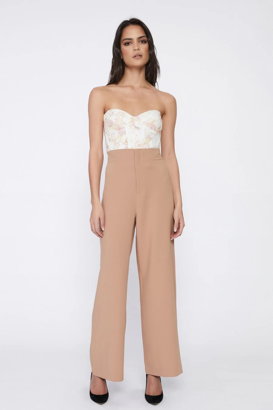 Bardot Women's High Waist Tan Pants - Anna Style Tailored Trousers