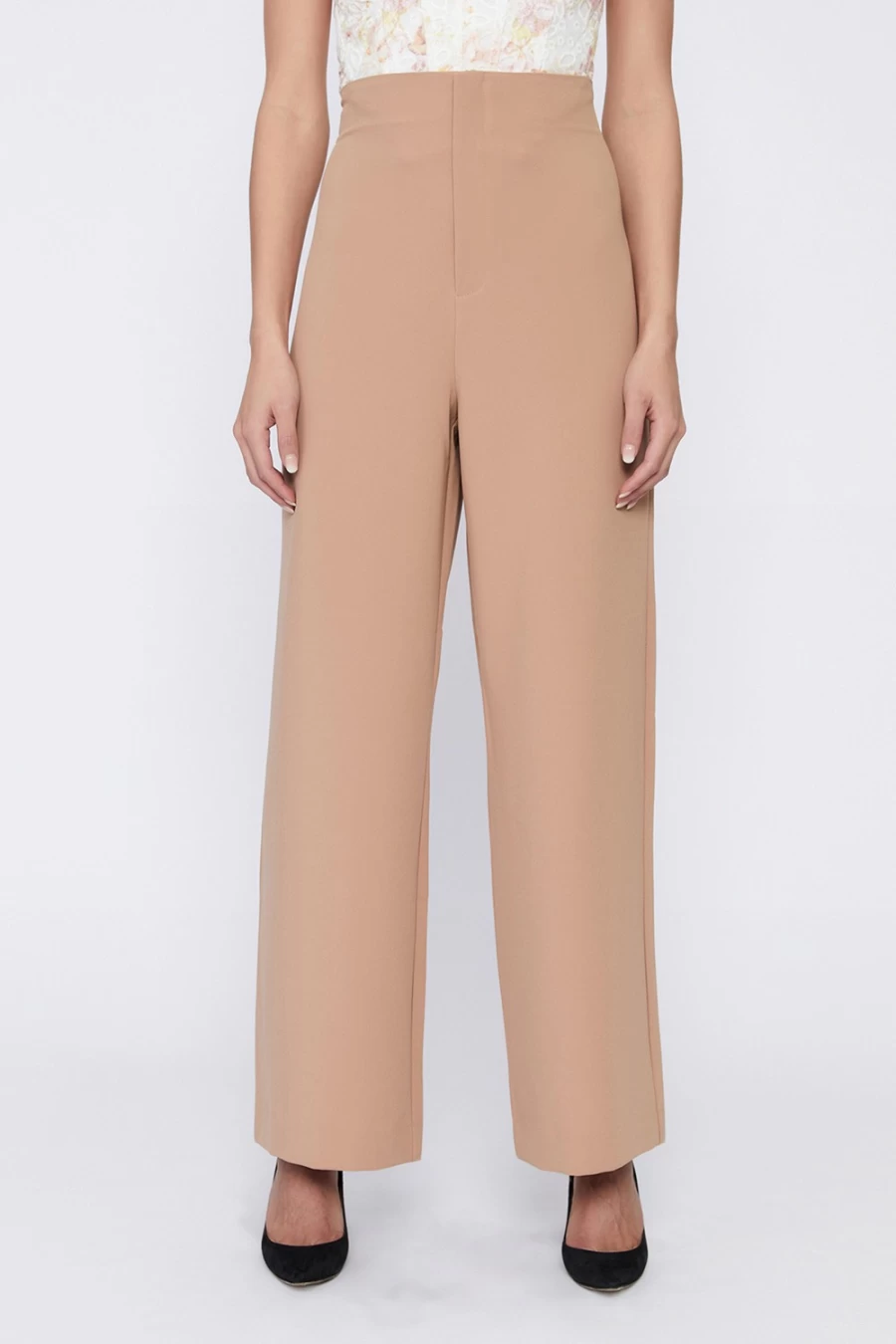 Bardot Women's High Waist Tan Pants - Anna Style Tailored Trousers