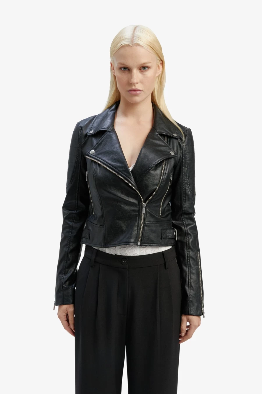 Bardot Women's Black Vegan Leather Biker Jacket - Kora Stylish Motorcycle Jacket