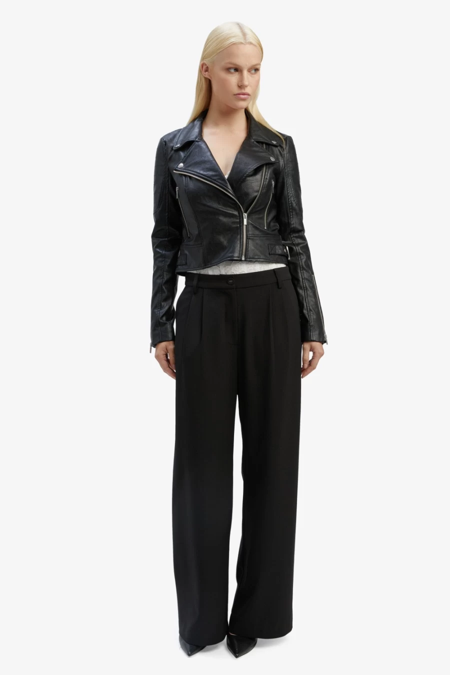 Bardot Women's Black Vegan Leather Biker Jacket - Kora Stylish Motorcycle Jacket