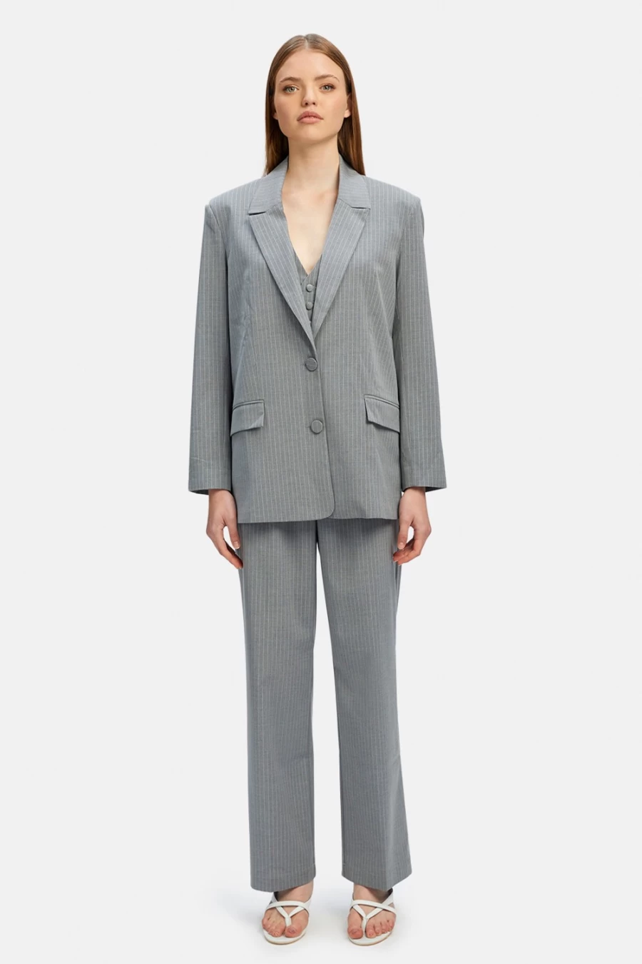 Bardot Women's Grey Stripe Callista Pin Stripe Pants