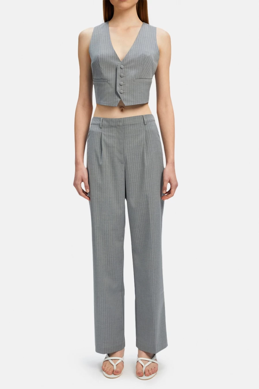 Bardot Women's Grey Stripe Callista Pin Stripe Pants