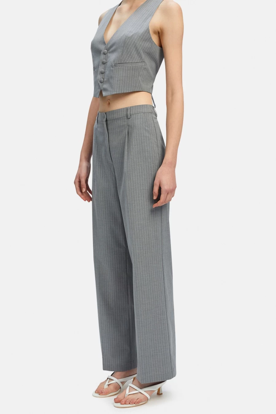 Bardot Women's Grey Stripe Callista Pin Stripe Pants