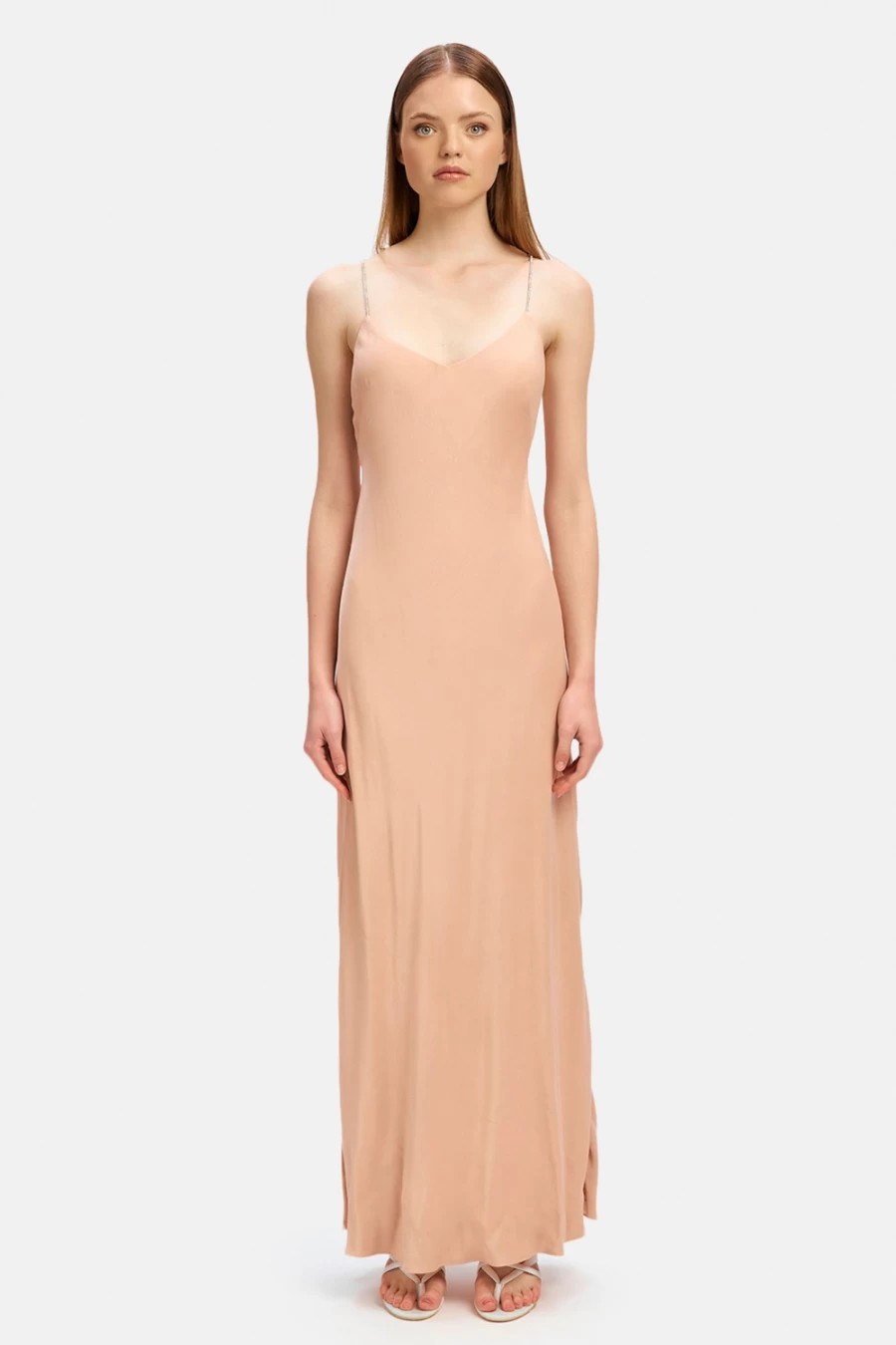 Bardot Women's Esme Diamonte Trim Slip Dress in Blush Nude - Elegant Lace Detail Nightwear