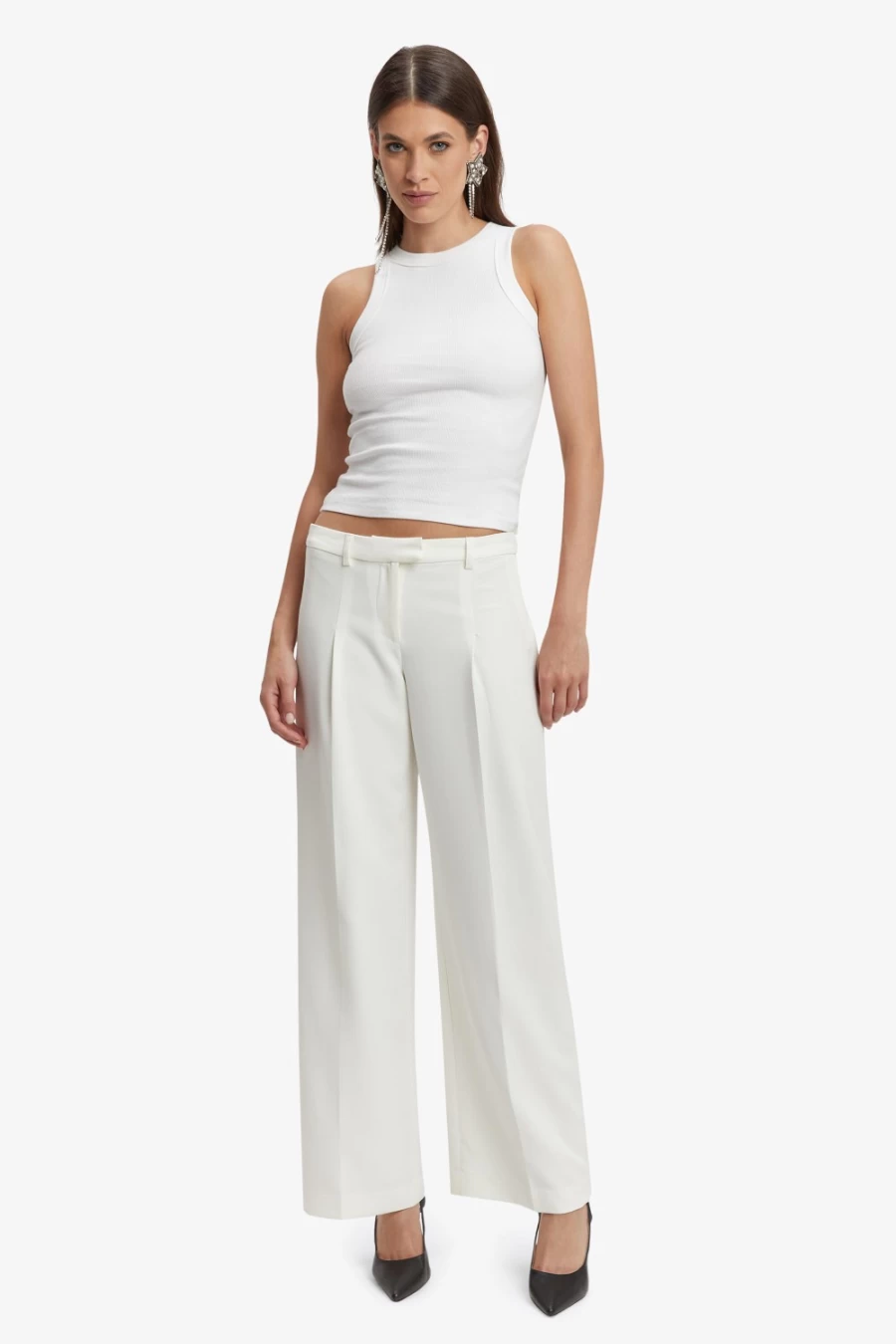 Bardot Women's Ivory Cassian Tailored Pants - Classic Fit Formal Trousers for Women