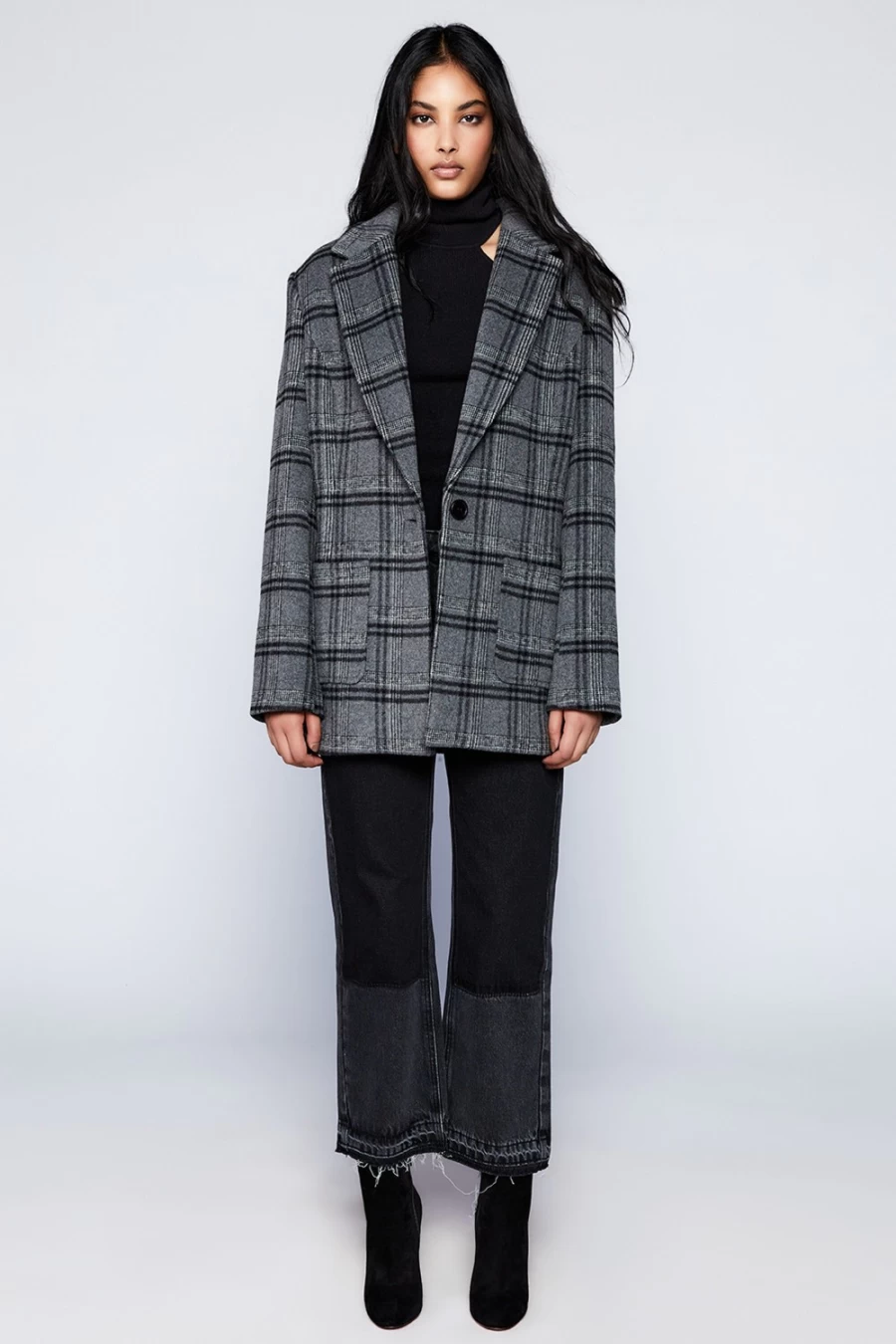 Bardot Women's Grey Check Blazer - Classic Checked Jacket for Women