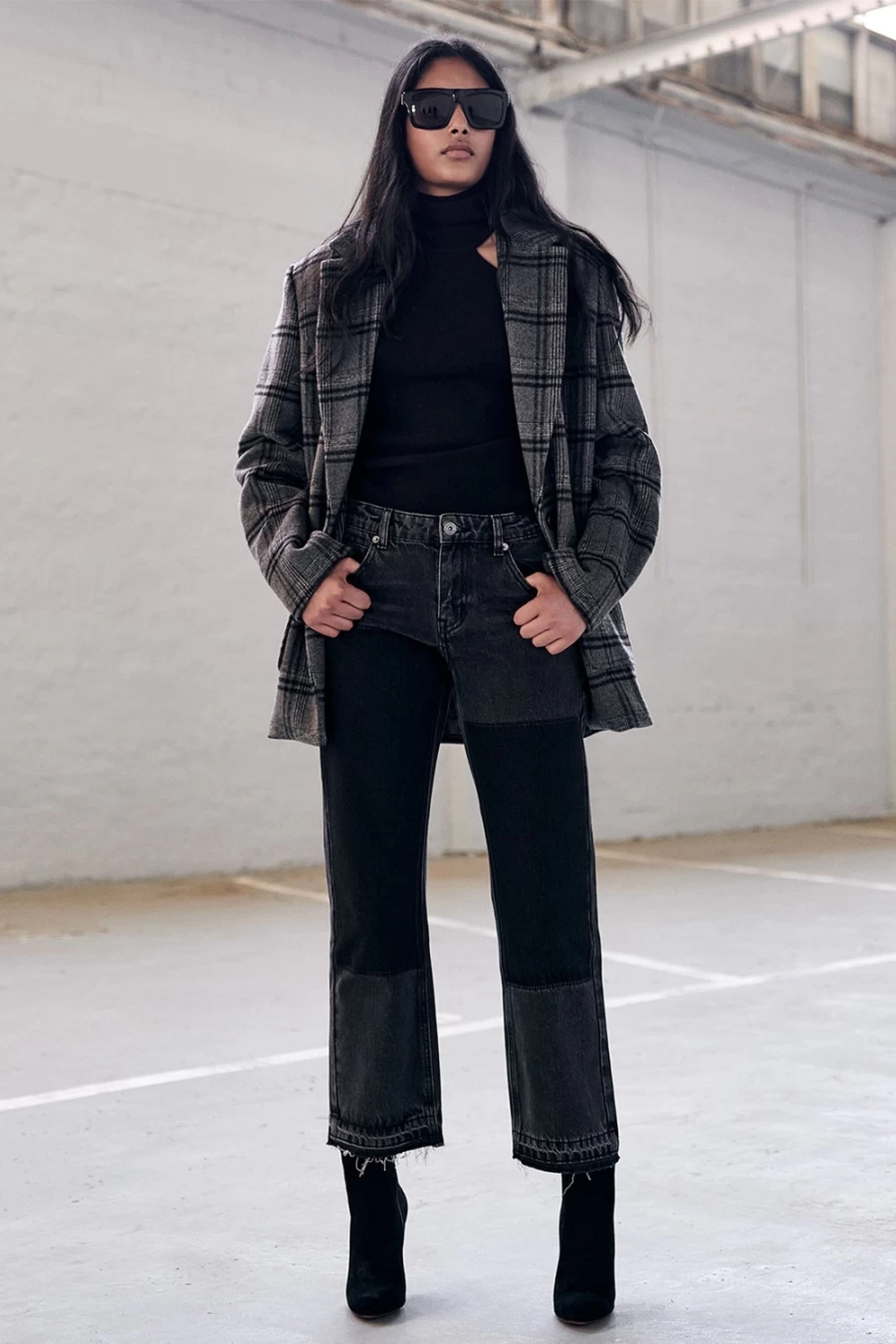 Bardot Women's Grey Check Blazer - Classic Checked Jacket for Women