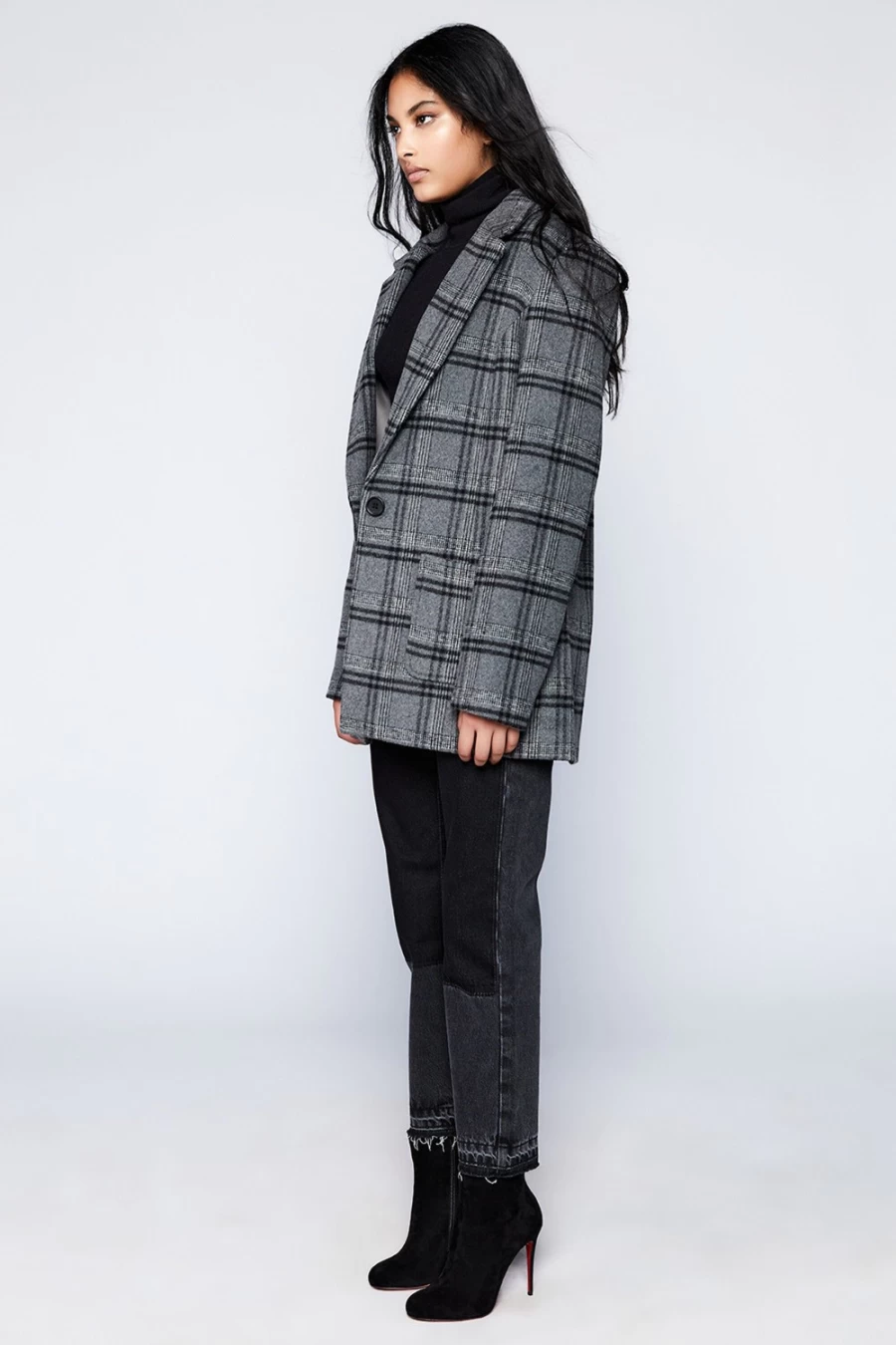 Bardot Women's Grey Check Blazer - Classic Checked Jacket for Women