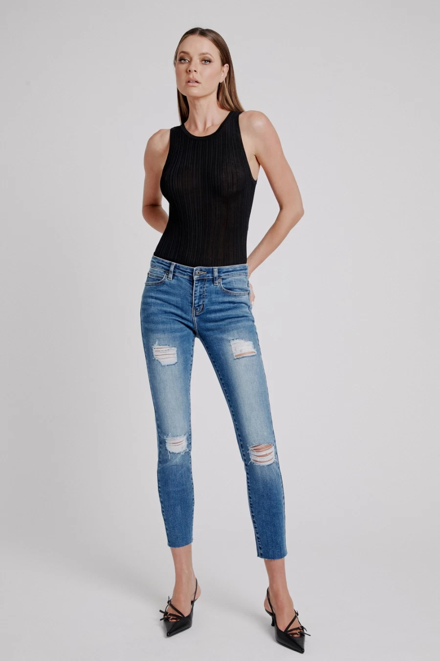 Bardot Women's Dark Vintage Hipster Jeans - Kate Trashed Denim