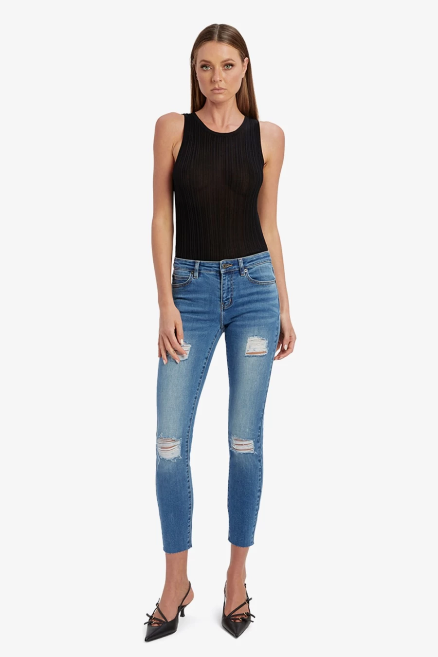 Bardot Women's Dark Vintage Hipster Jeans - Kate Trashed Denim