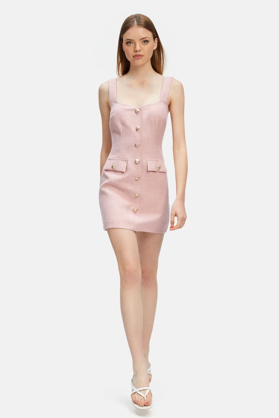 Bardot Women's Pink Boucle Emilie Mini Dress - Boucle Knit Party Dress