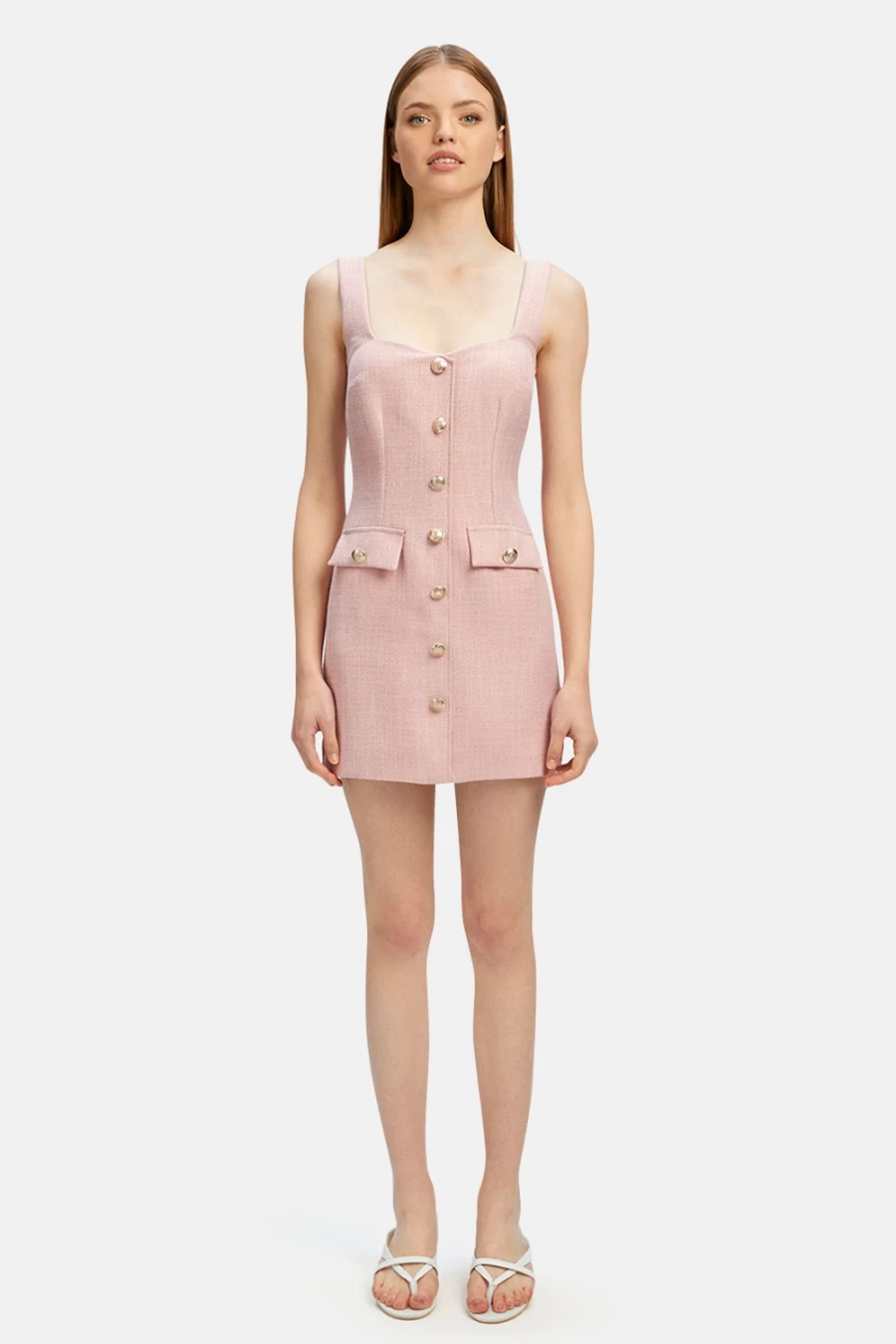 Bardot Women's Pink Boucle Emilie Mini Dress - Boucle Knit Party Dress