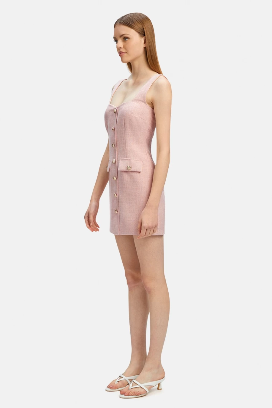 Bardot Women's Pink Boucle Emilie Mini Dress - Boucle Knit Party Dress
