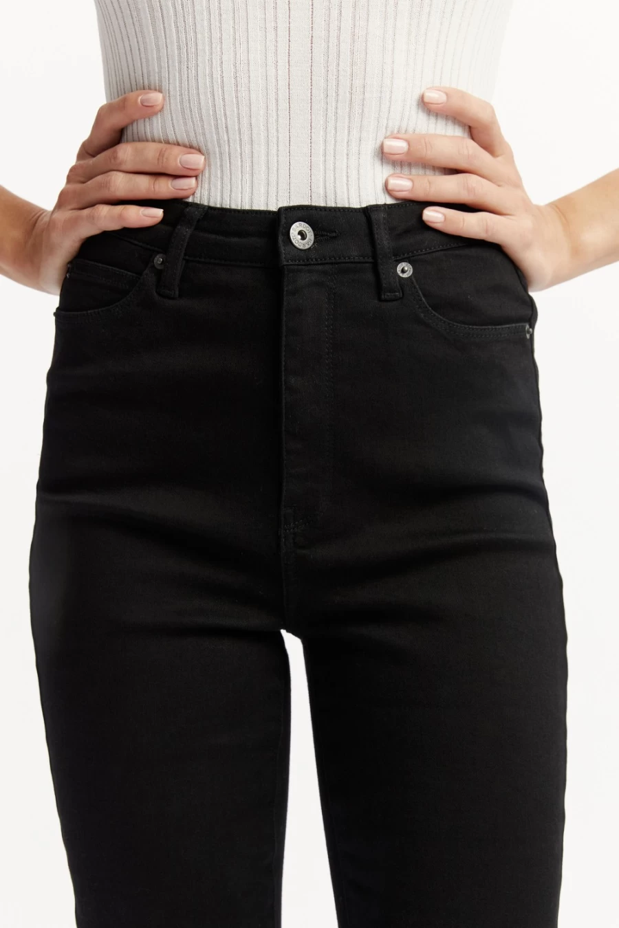Bardot Women's Khloe Super High Tall Jean in Black - High Waisted Slim Fit Stretch Denim Pants