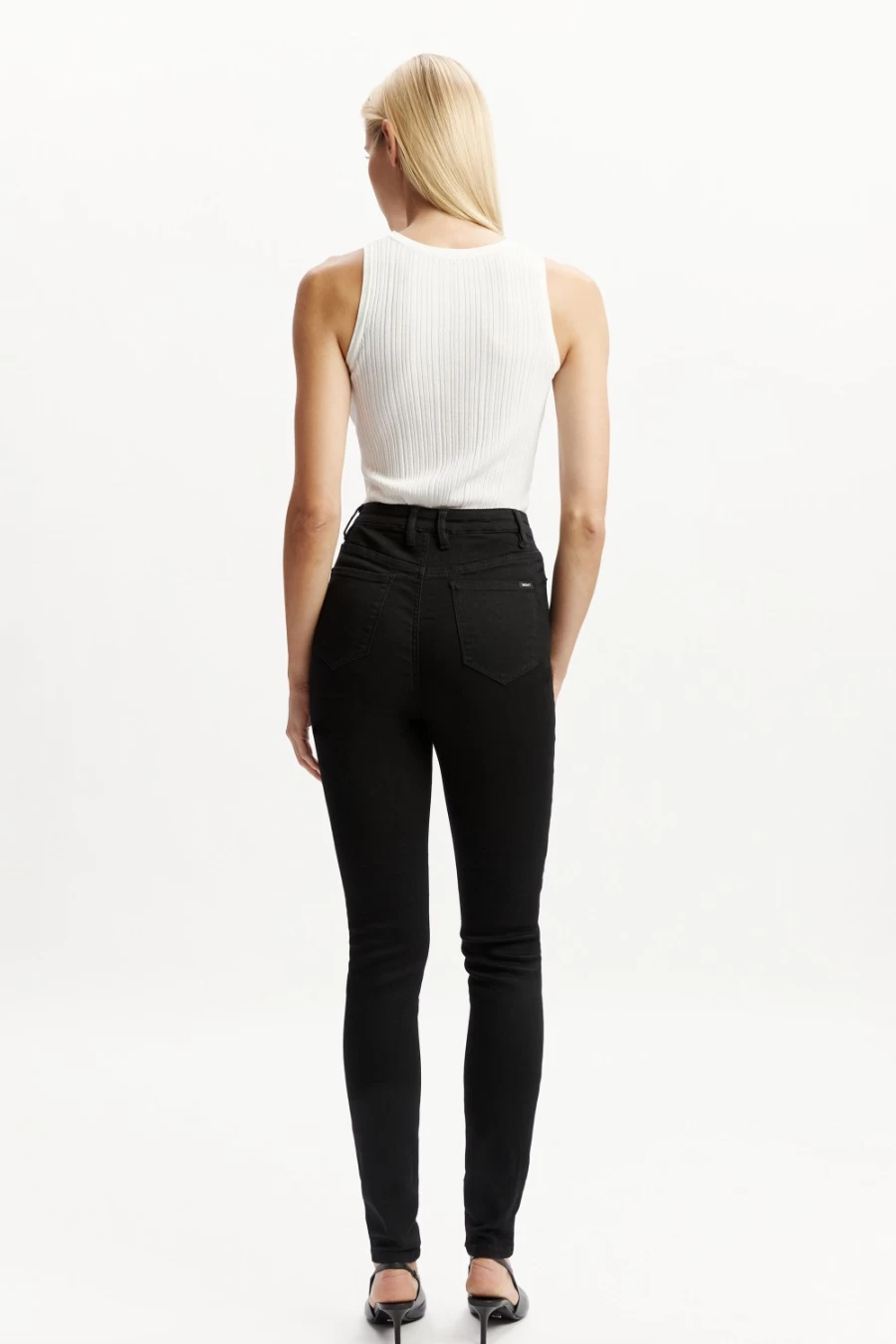 Bardot Women's Khloe Super High Tall Jean in Black - High Waisted Slim Fit Stretch Denim Pants