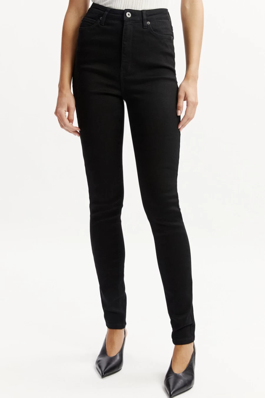 Bardot Women's Khloe Super High Tall Jean in Black - High Waisted Slim Fit Stretch Denim Pants
