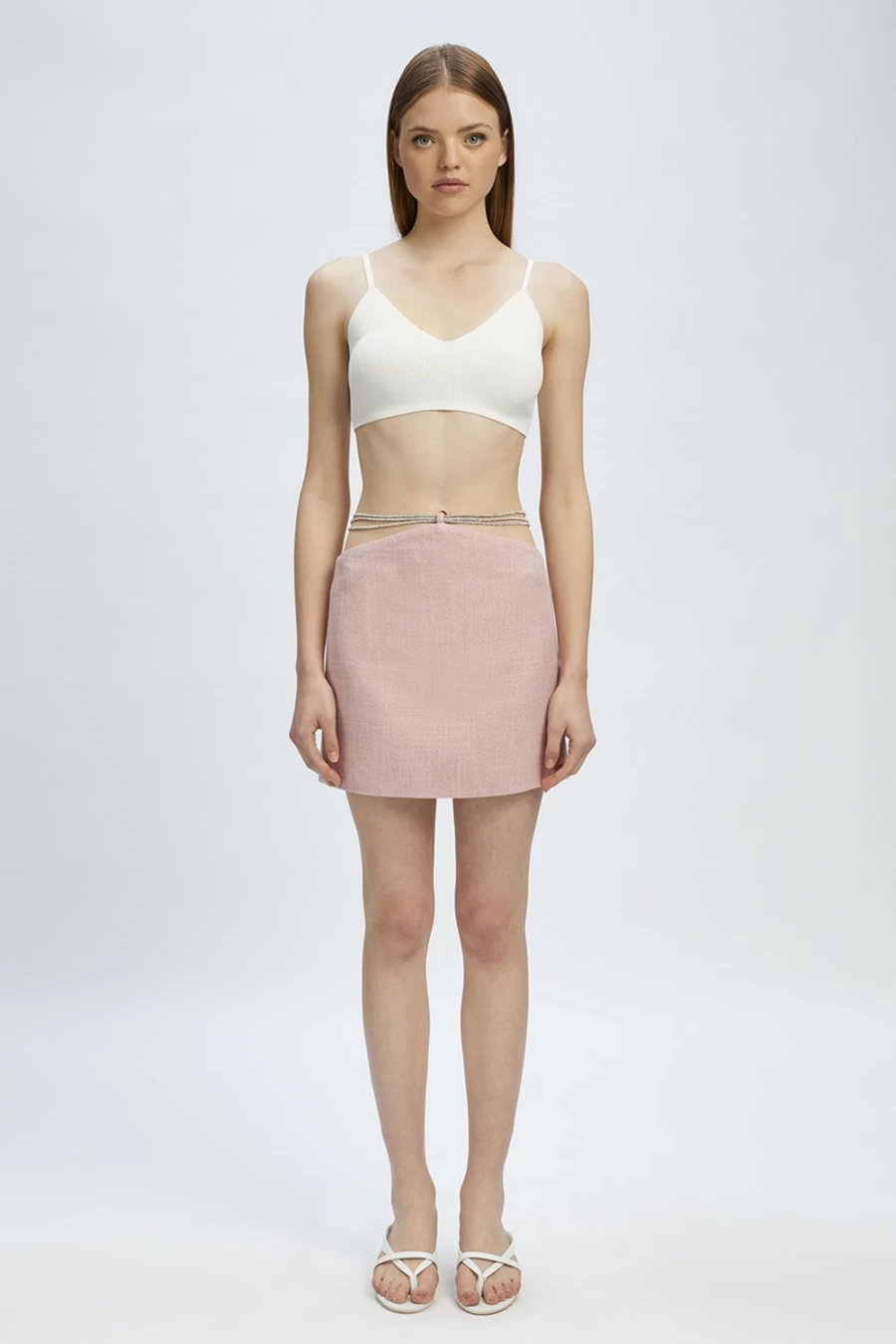 Bardot Women's Pink Boucle Emilie Skirt - Elegant Textured A-Line Midi
