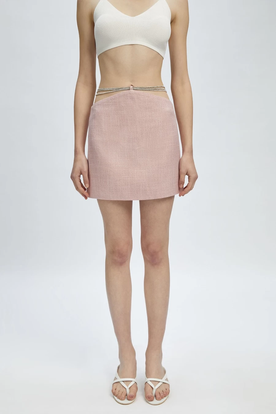 Bardot Women's Pink Boucle Emilie Skirt - Elegant Textured A-Line Midi