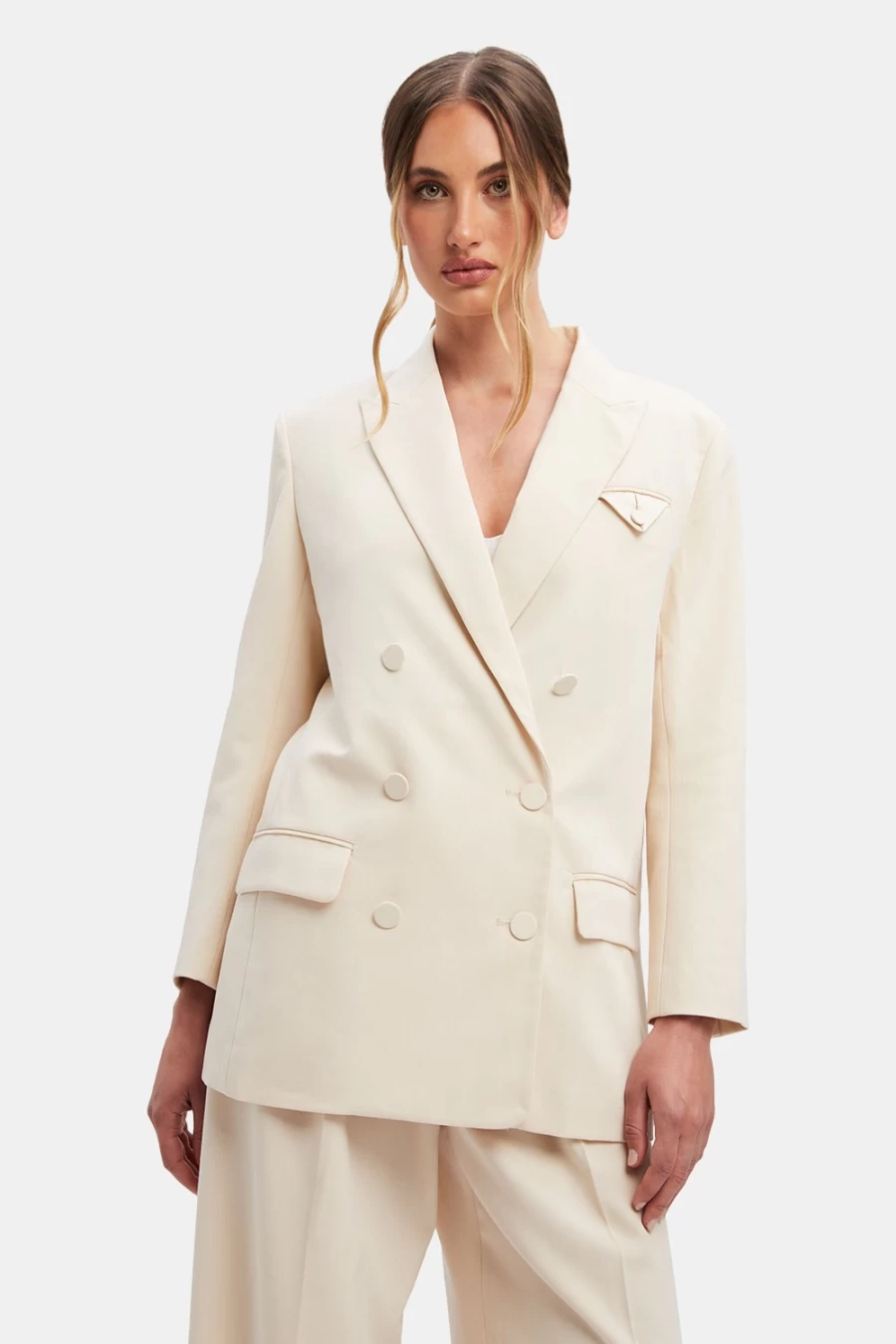 Bardot Women's Beige Sloane Classic Blazer - Timeless Tailored Jacket for Women